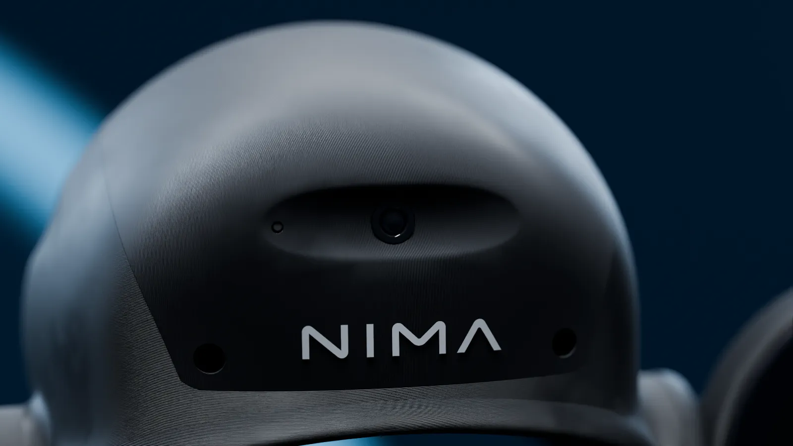 Wide-angle camera at the front of the helmet