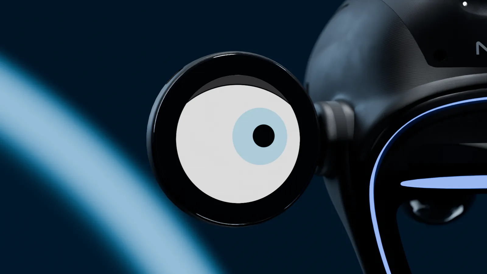 Close-up of an expressive eye display